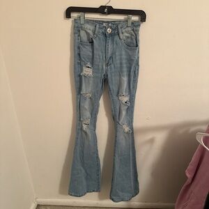 Rue21 Light Blue Distressed Flare Jeans